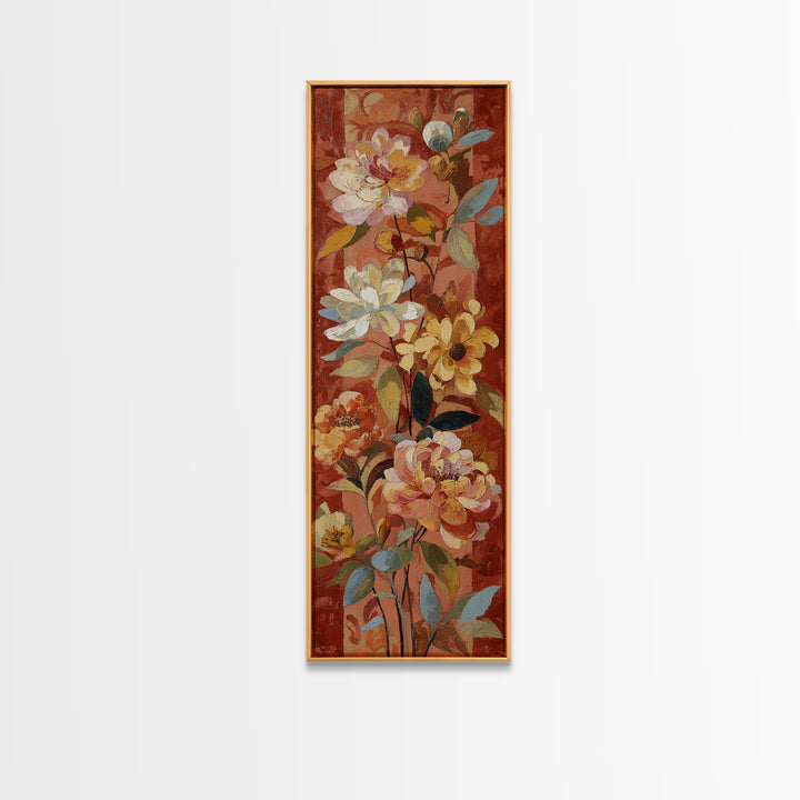 Burnt Orange Floral Field at Sunset Canvas Print, Boho Art, Home Decor, Living Room Decor, Fine Art, Bohemian, Artwork, BOH-1x3-97