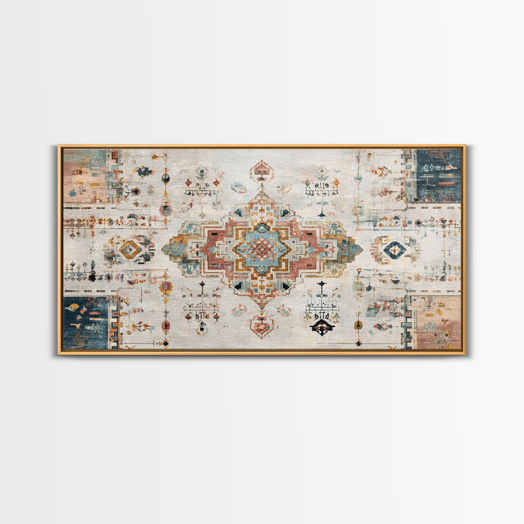 Tribal Neutral Pattern Framed Canvas Print, Boho Art, Prints, Living Room Decor, Fine Art, Bohemian, Abstract Art, Canvas Art, BOH-2x1-10
