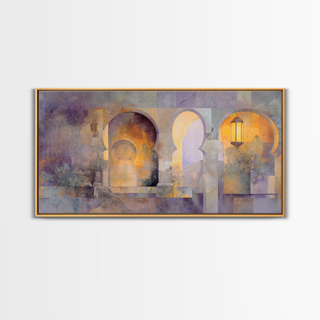 Hand Painted Moroccan Arch Canvas Print, Boho Art, Mid Century Modern, Living Room Decor, Oil Painting, Bohemian, Boho Wall Art, BOH-2x1-39