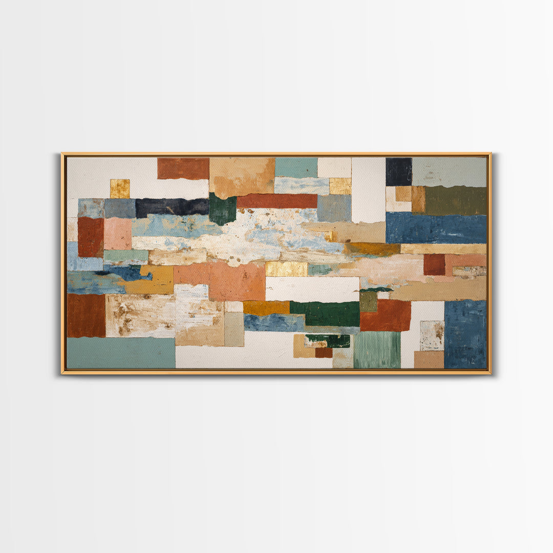 Organic Shape Collage Canvas Print, Boho Art, Minimalist Decor, Living Room Decor, Fine Art, Bohemian, Digital Wall Art, BOH-2x1-44