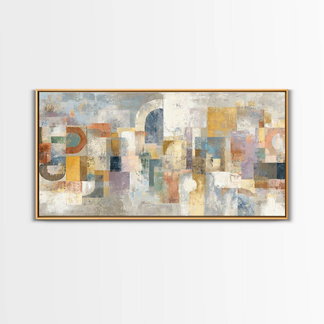 Tribal Neutral Pattern Canvas Print, Boho Art, Mid Century Modern, Living Room Decor, Fine Art, Bohemian, Boho Wall Art, BOH-2x1-58