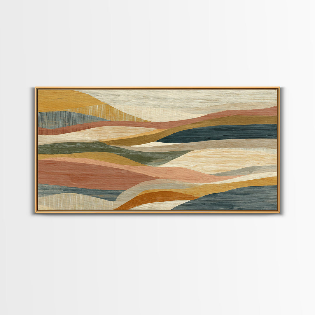Desert Sun with Cactus and Warm Clay Canvas Print, Boho Art, Modern Wall Art, Living Room Decor, Fine Art, Bohemian, BOH-2x1-69