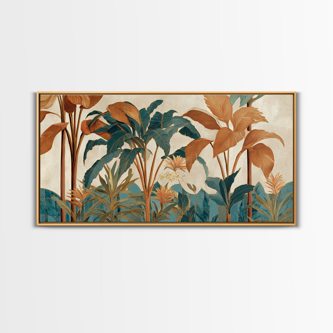 Terracotta Palm Leaves Canvas Print, Boho Art, Living Room Decor, Bohemian, Modern Decor, Fine Art Print, Statement Artwork, BOH-2x1-73