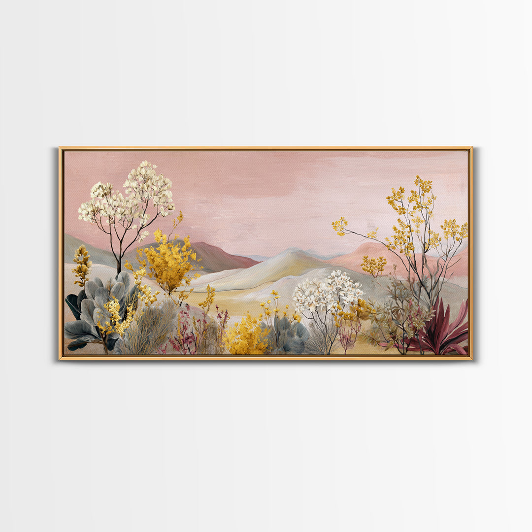 Sunrise over Rolling Dunes in Muted Peach Canvas Print, Boho Art, Wall Art Print, Living Room Decor, Fine Art, Bohemian, BOH-2x1-89