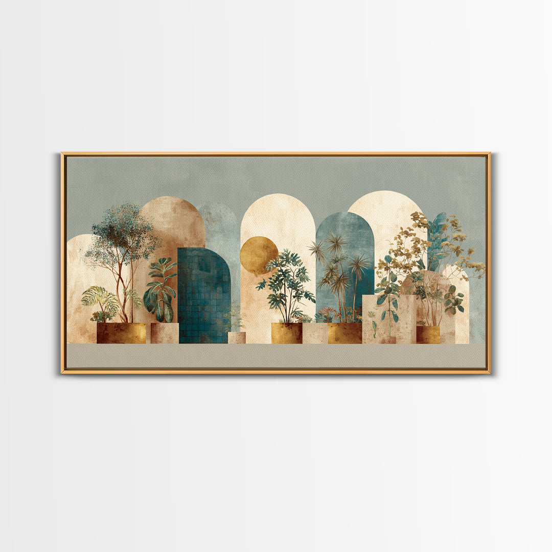 Neutral Rainbow Arches Framed Canvas Print, Boho Art, Statement Artwork, Living Room Decor, Fine Art, Bohemian, Art Prints, BOH-2x1-95