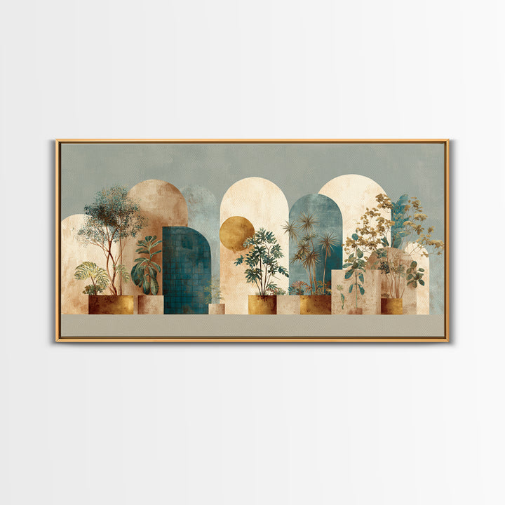 Neutral Rainbow Arches Framed Canvas Print, Boho Art, Statement Artwork, Living Room Decor, Fine Art, Bohemian, Art Prints, BOH-2x1-95