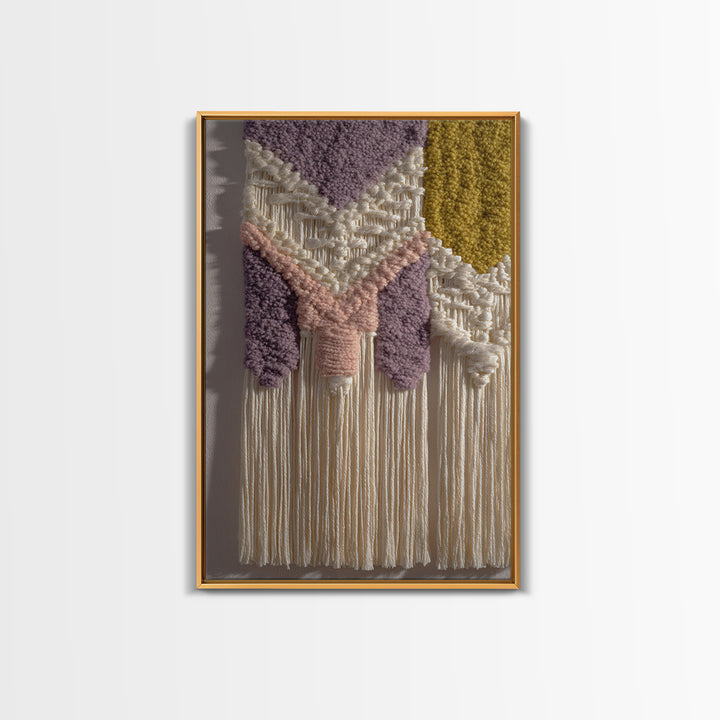 Macrame Geometric Fringe Pattern Canvas Print, Boho Art, Mid Century Modern, Living Room Decor, Bohemian, Boho Wall Art, BOH-2x3-15