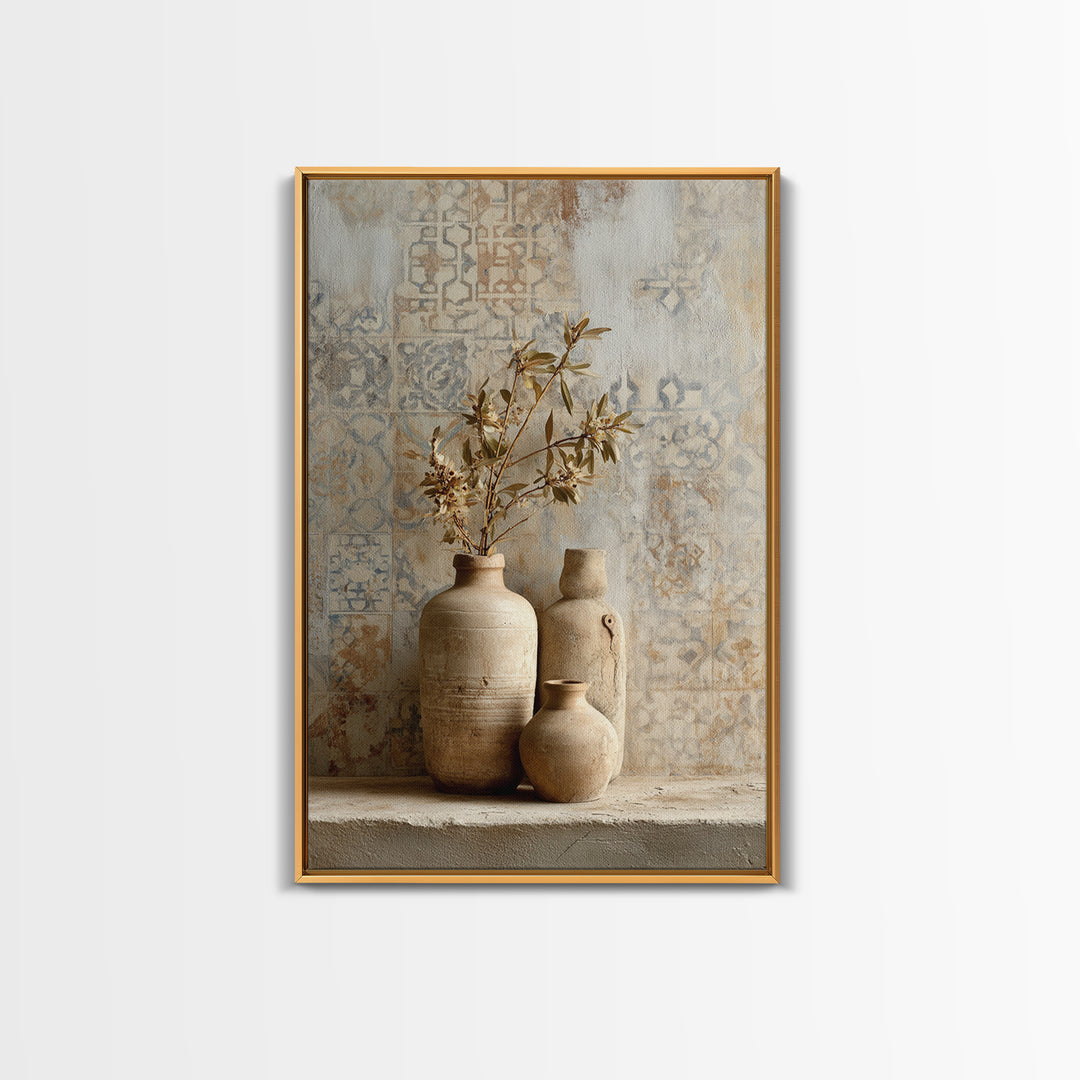 Tribal Neutral Pattern Framed Canvas Print, Boho Art, Printable, Living Room Decor, Fine Art, Bohemian, Abstract Wall Art, BOH-2x3-22