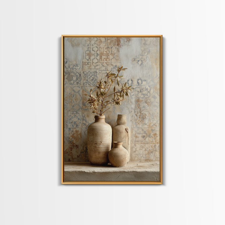 Tribal Neutral Pattern Framed Canvas Print, Boho Art, Printable, Living Room Decor, Fine Art, Bohemian, Abstract Wall Art, BOH-2x3-22
