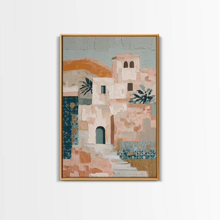 Sunrise over Rolling Dunes in Muted Peach Canvas Print, Boho Art, Abstract Art, Living Room Decor, Watercolor Art, Bohemian, BOH-2x3-29