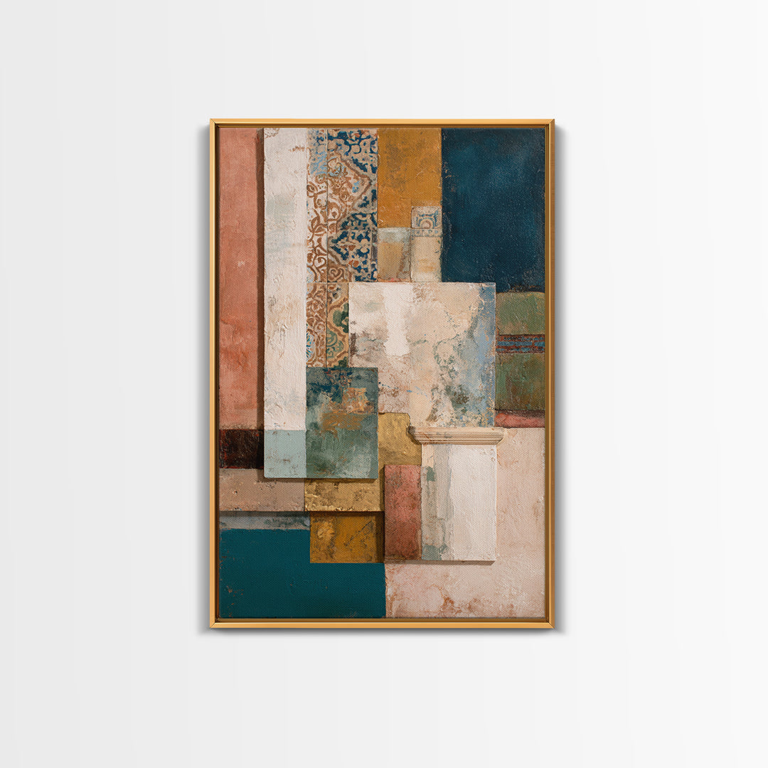 Organic Shape Collage Canvas Print, Boho Art, Home Decor, Living Room Decor, Abstract Art, Bohemian, Artwork, Wallart, BOH-2x3-32