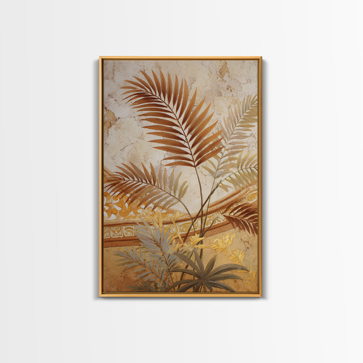 Terracotta Palm Leaves Framed Canvas Print, Boho Art, Digital Print, Living Room Decor, Fine Art, Bohemian, Gallery Decor, BOH-2x3-37