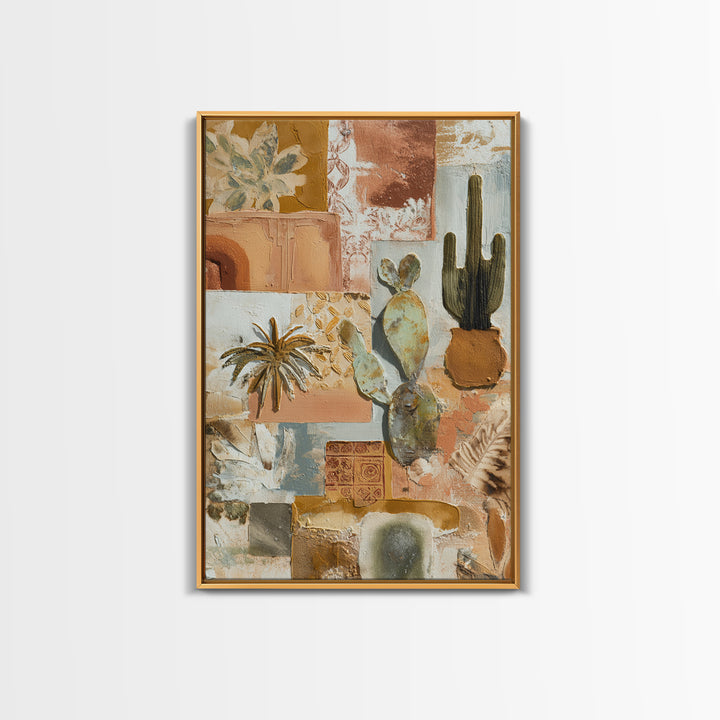 Desert Sun with Cactus and Warm Clay Canvas Print, Boho Art, Set of 3 Prints, Living Room Decor, Fine Art, Bohemian, BOH-2x3-57