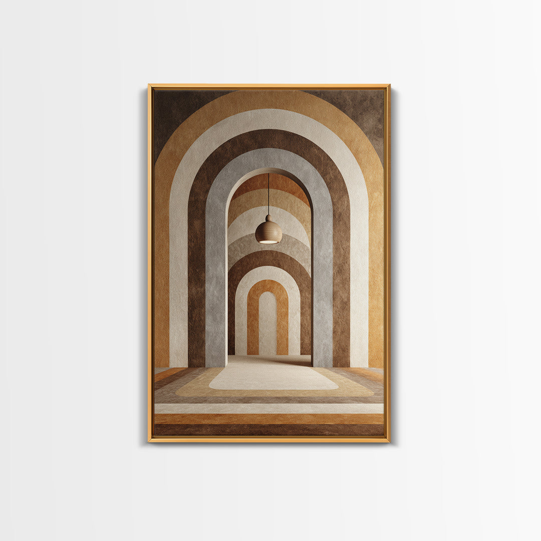 Neutral Rainbow Arches Framed Canvas Print, Boho Art, Boho Decor, Living Room Decor, Abstract Art, Bohemian, Textured Painting, BOH-2x3-59