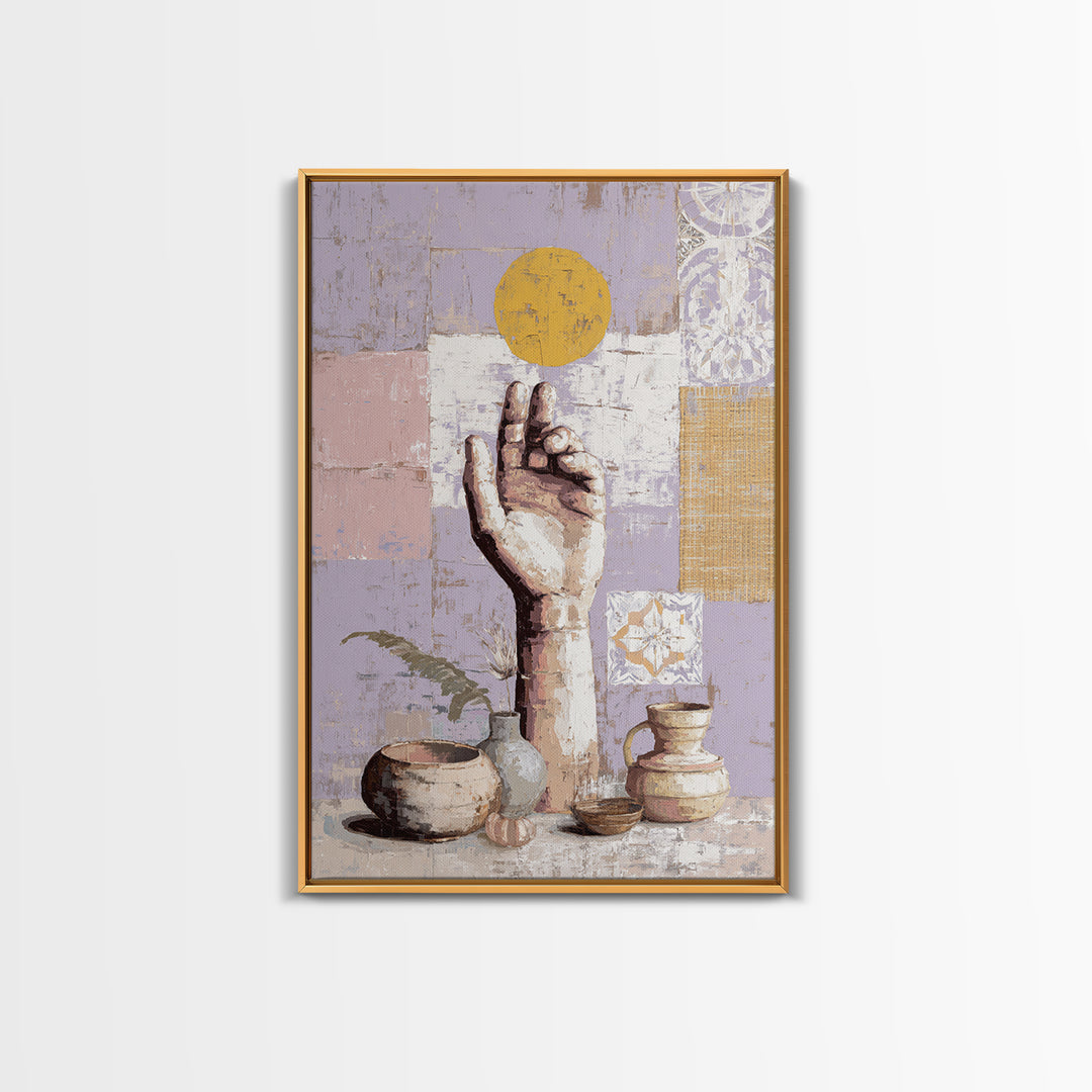 Mystic Hand Holding a Tiny Sun Canvas Print, Boho Art, Canvas Art, Living Room Decor, Abstract Art, Bohemian, Wall Art Set, BOH-2x3-62