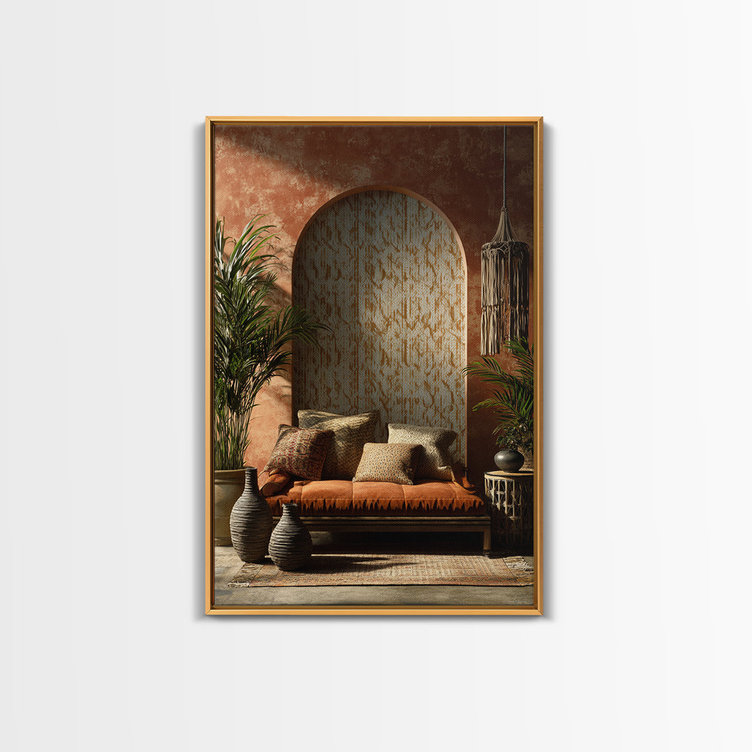 Macrame Geometric Fringe Pattern Framed Canvas Print, Boho Art, Living Room Wall Art, Living Room Decor, Abstract Art, Bohemian, BOH-2x3-63