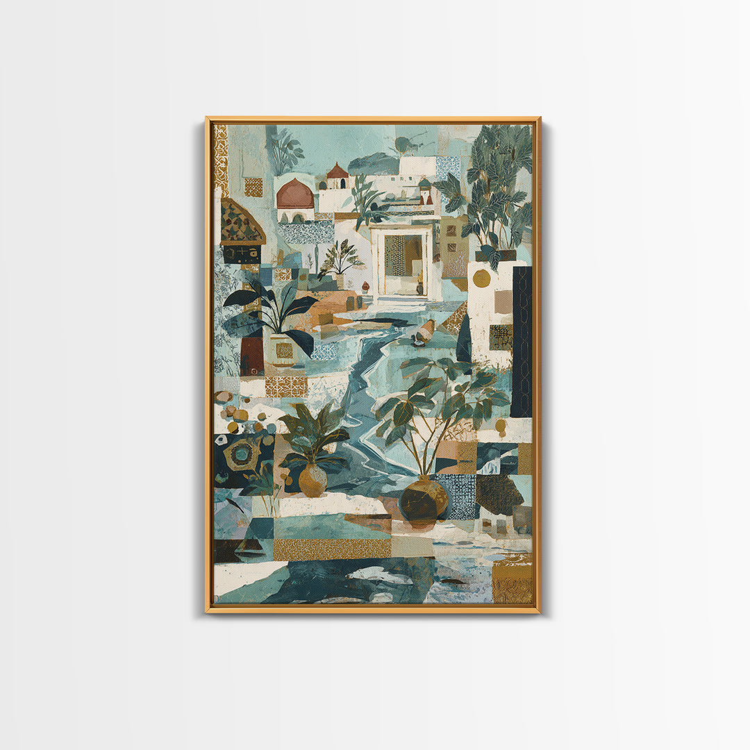 Earth Tone Mountain and River Abstraction Canvas Print, Boho Art, Wall Print, Living Room Decor, Bohemian, Minimalist Decor, BOH-2x3-67