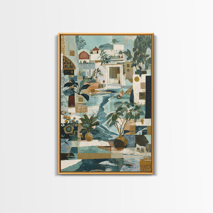 Earth Tone Mountain and River Abstraction Canvas Print, Boho Art, Wall Print, Living Room Decor, Bohemian, Minimalist Decor, BOH-2x3-67