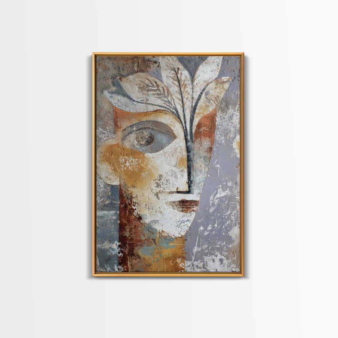 Minimal Black Line Figure Framed Canvas Print, Boho Art, Living Room Wall Art, Living Room Decor, Oil Painting, Bohemian, BOH-2x3-68