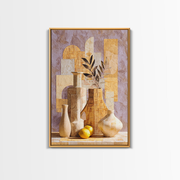Organic Shape Collage Framed Canvas Print, Boho Art, Room Decor, Living Room Decor, Abstract Art, Bohemian, Printable, BOH-2x3-8