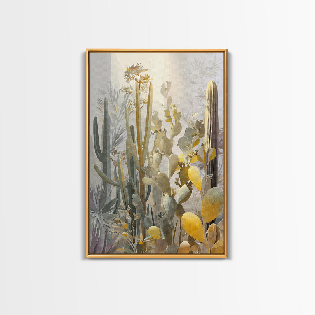 Desert Sun with Cactus and Warm Clay Canvas Print, Boho Art, Canvas Art, Living Room Decor, Fine Art, Bohemian, Wall Art Set, BOH-2x3-9