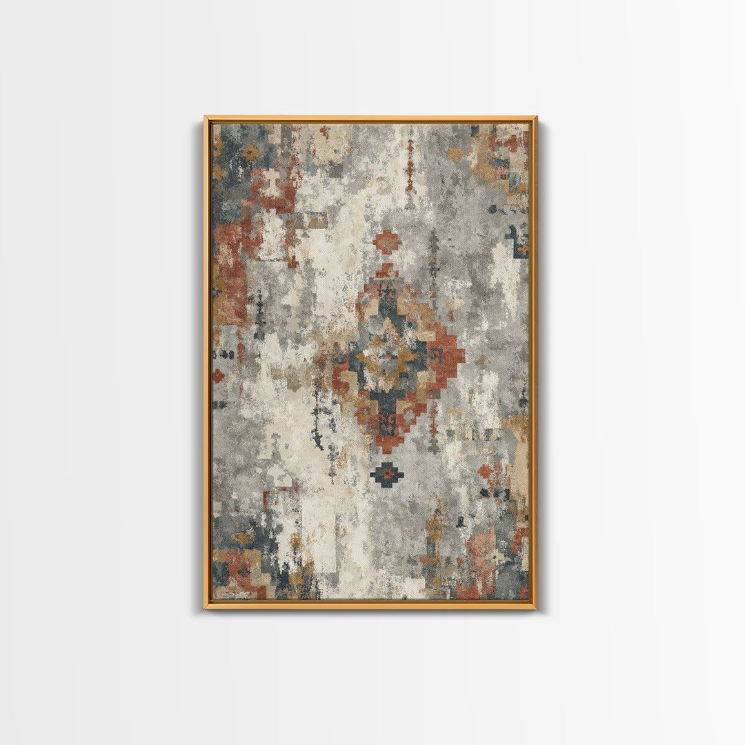 Tribal Neutral Pattern Framed Canvas Print, Boho Art, Printable Art, Living Room Decor, Fine Art, Bohemian, Neutral Decor, BOH-2x3-94