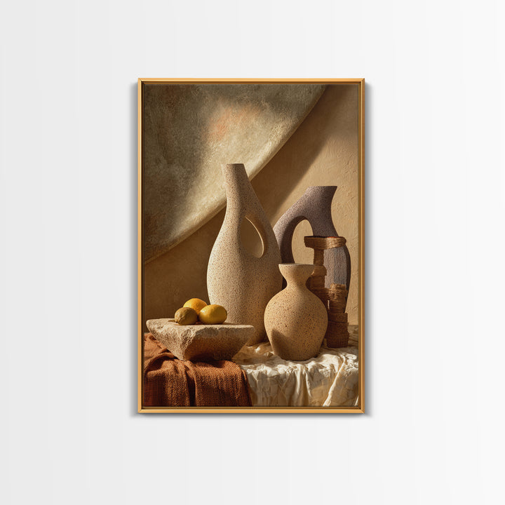 Abstract Clay Shapes Canvas Print, Boho Art, Wall Print, Living Room Decor, Abstract Art, Bohemian, Minimalist Decor, BOH-2x3-96