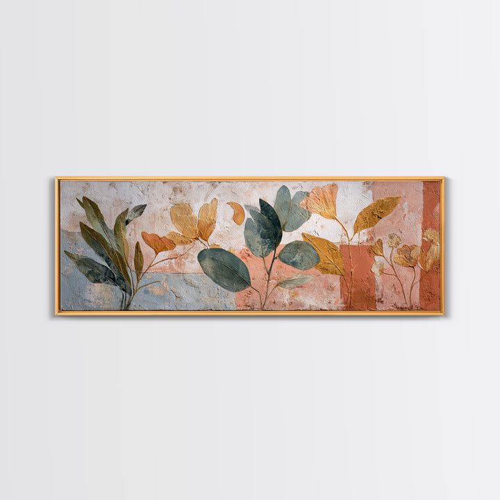 Sage Green Eucalyptus and Crescent Moon Framed Canvas Print, Boho Art, Fine Art Print, Living Room Decor, Fine Art, Bohemian, BOH-3x1-15