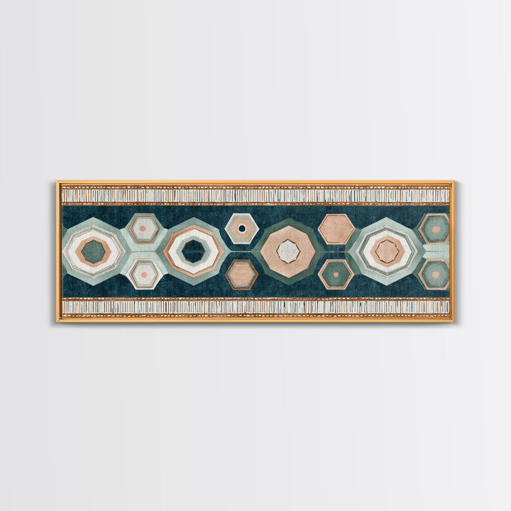 Macrame Geometric Fringe Pattern Framed Canvas Print, Boho Art, Contemporary Art, Living Room Decor, Abstract Art, Bohemian, BOH-3x1-23