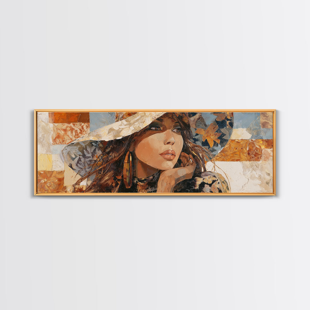 Desert Woman Portrait Canvas Print, Boho Art, Home Decor, Living Room Decor, Fine Art, Bohemian, Artwork, Wallart, Art Nouveau, BOH-3x1-31