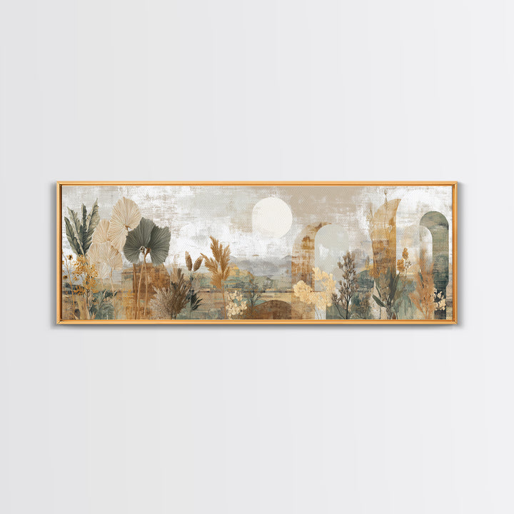 Neutral Rainbow Arches Canvas Print, Boho Art, Mid Century Modern, Living Room Decor, Abstract Art, Bohemian, Boho Wall Art, BOH-3x1-43