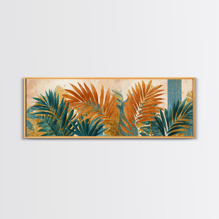 Terracotta Palm Leaves Canvas Print, Boho Art, Neutral Decor, Living Room Decor, Fine Art, Bohemian, Wall Decor, Prints, BOH-3x1-45