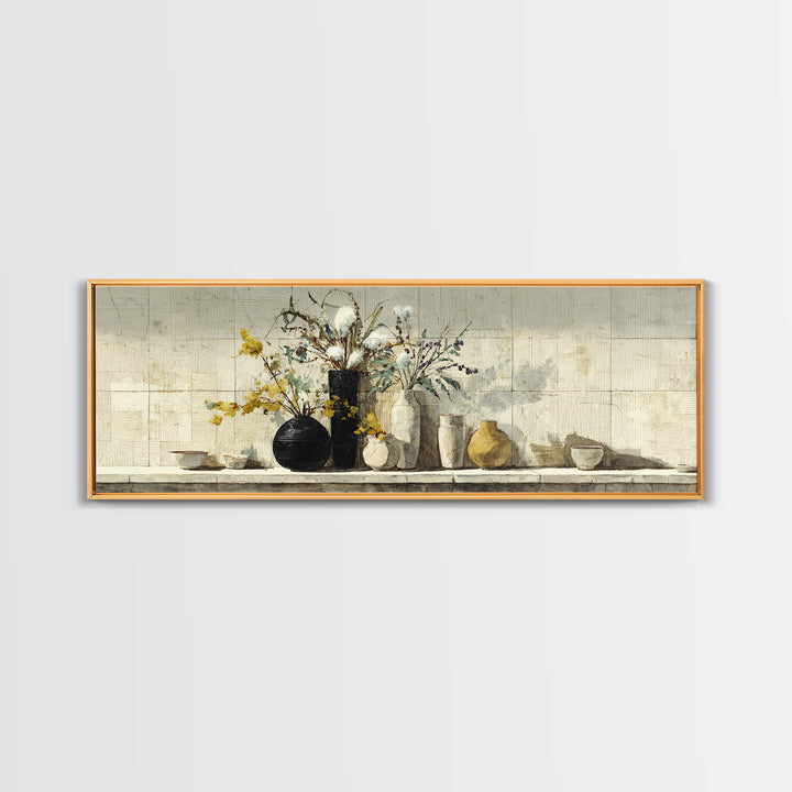 Minimal Black Line Figure Framed Canvas Print, Boho Art, Contemporary Art, Living Room Decor, Fine Art, Bohemian, Art Deco, BOH-3x1-52