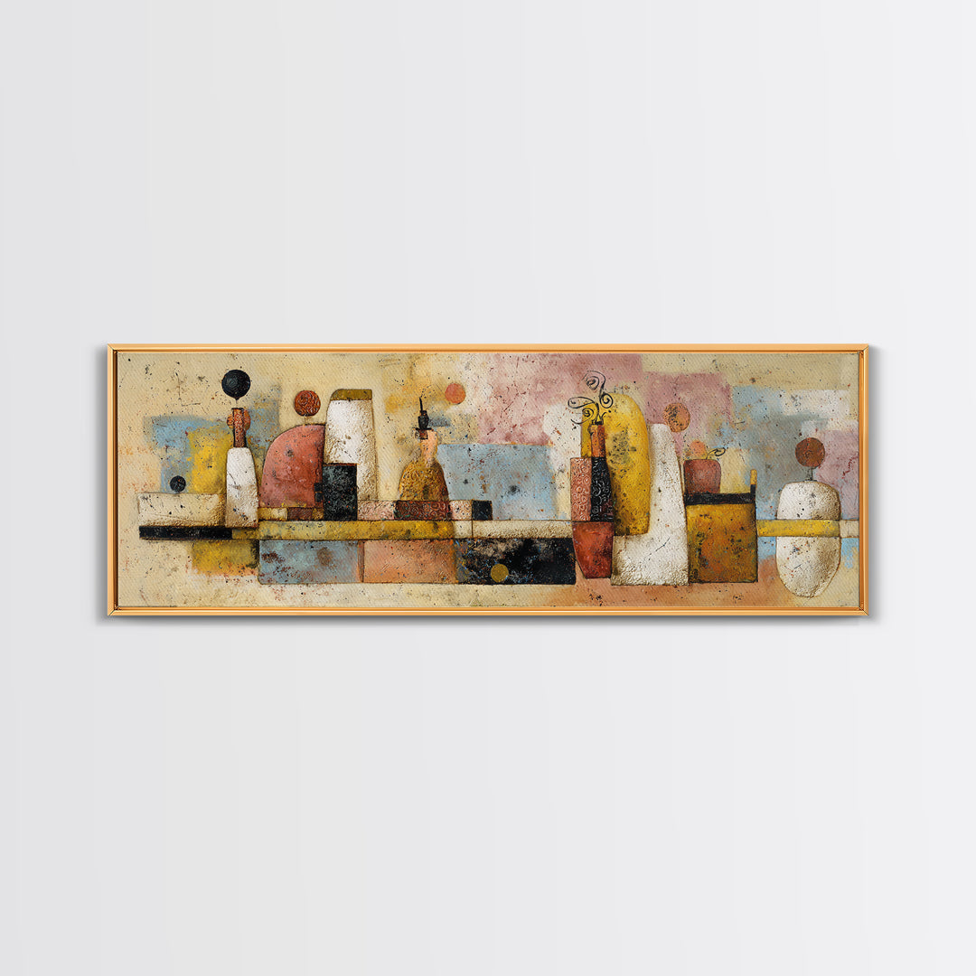 Abstract Clay Shapes Canvas Print, Boho Art, Art Print, Living Room Decor, Abstract Art, Bohemian, Digital Print, Printable Art, BOH-3x1-80