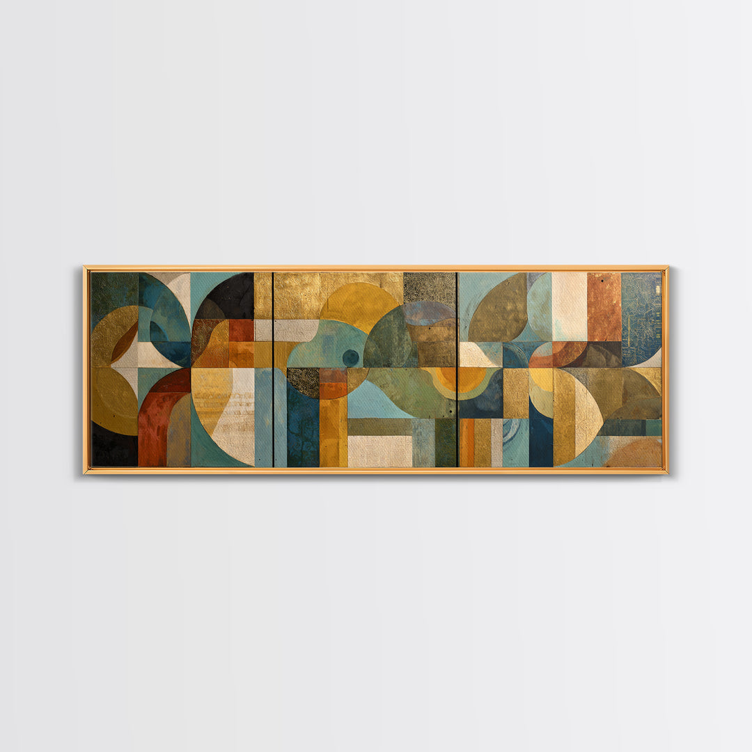 Organic Shape Collage Canvas Print, Boho Art, Art, Living Room Decor, Abstract Art, Bohemian, Wallart, Art Nouveau, Canvas Art, BOH-3x1-88