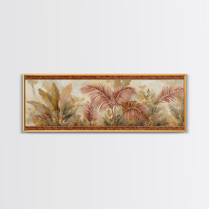 Terracotta Palm Leaves Canvas Print, Boho Art, Home Decor, Living Room Decor, Fine Art, Bohemian, Artwork, Wallart, Art Nouveau, BOH-3x1-93