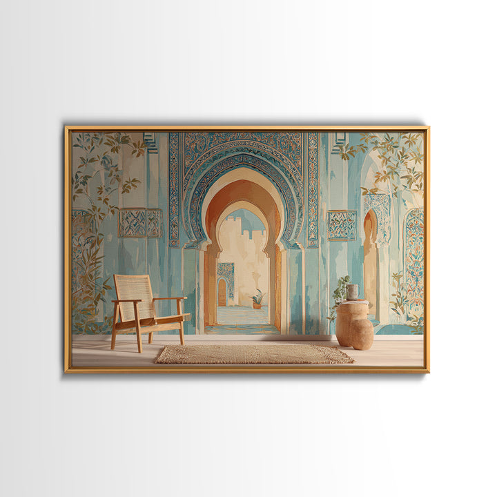 Hand Painted Moroccan Arch Framed Canvas Print, Boho Art, Room Decor, Living Room Decor, Fine Art, Bohemian, Printable, BOH-3x2-23
