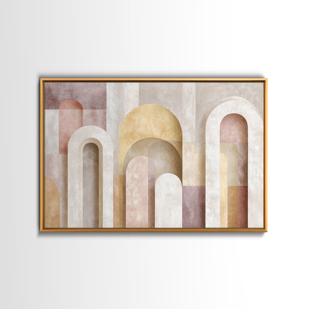 Neutral Rainbow Arches Framed Canvas Print, Boho Art, Wall Decor, Living Room Decor, Abstract Art, Bohemian, Art Nouveau, BOH-3x2-31