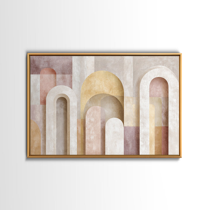 Neutral Rainbow Arches Framed Canvas Print, Boho Art, Wall Decor, Living Room Decor, Abstract Art, Bohemian, Art Nouveau, BOH-3x2-31