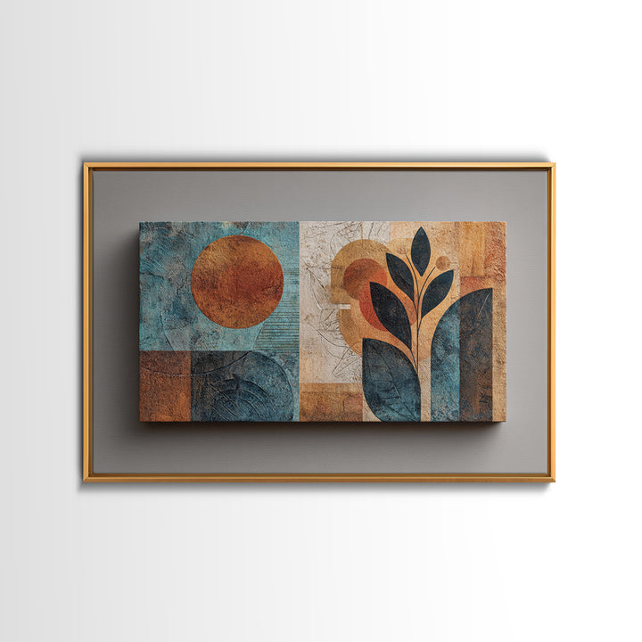 Minimal Black Line Figure Framed Canvas Print, Boho Art, Printable, Living Room Decor, Fine Art, Bohemian, Abstract Wall Art, BOH-3x2-64
