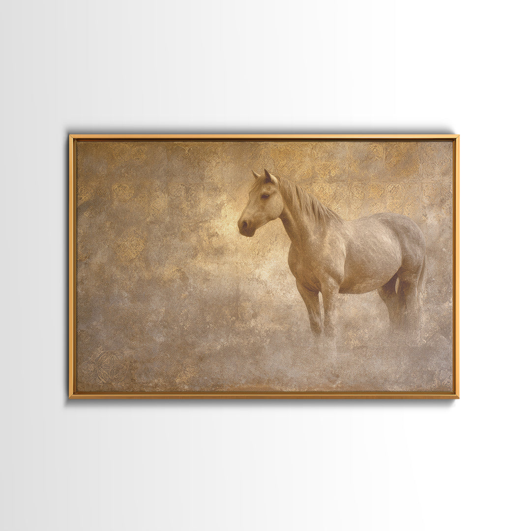 Wild Horse in Dusty Golden Light Canvas Print, Boho Art, Art Deco, Living Room Decor, Fine Art, Bohemian, Modern Wall Art, BOH-3x2-84