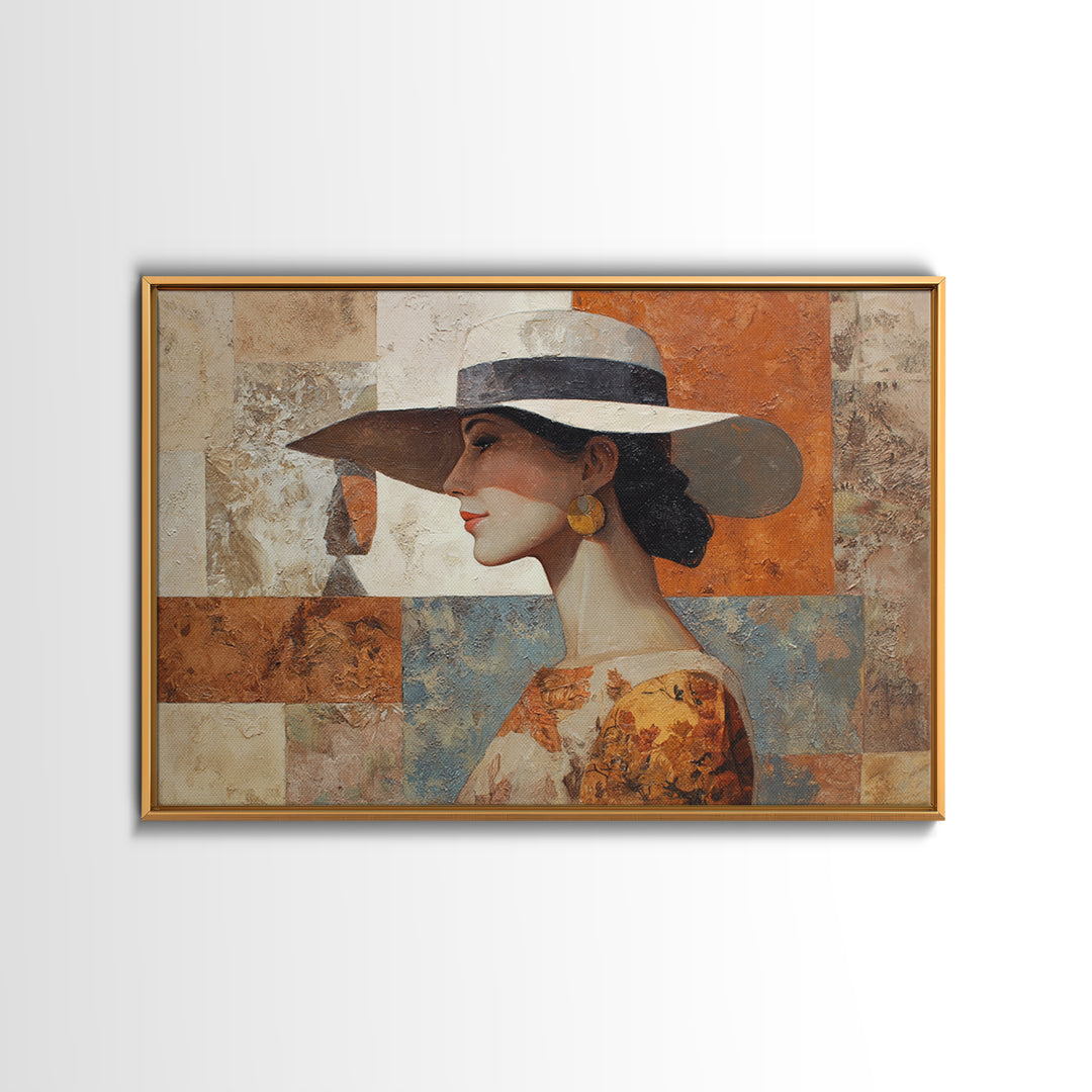 Desert Woman Portrait Framed Canvas Print, Boho Art, Living Room Wall Art, Living Room Decor, Oil Painting, Bohemian, BOH-3x2-91