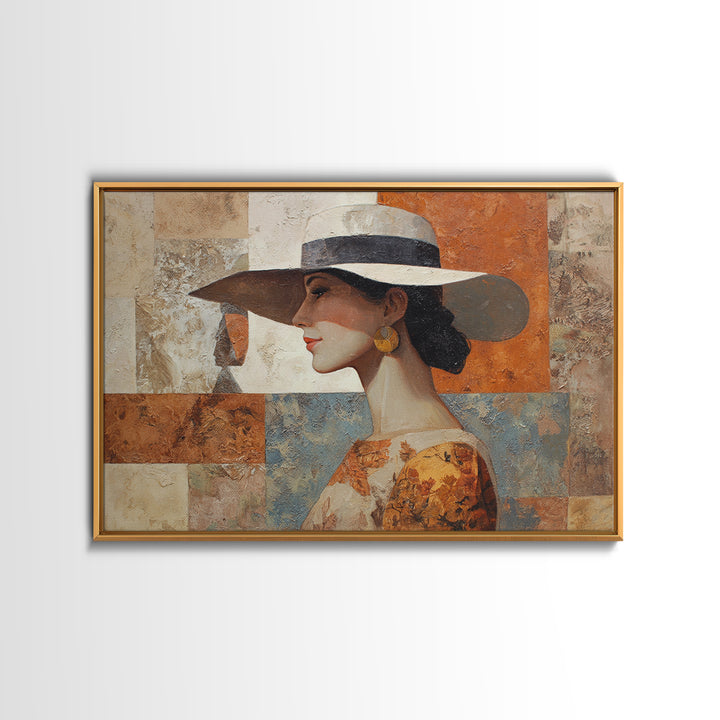 Desert Woman Portrait Framed Canvas Print, Boho Art, Living Room Wall Art, Living Room Decor, Oil Painting, Bohemian, BOH-3x2-91