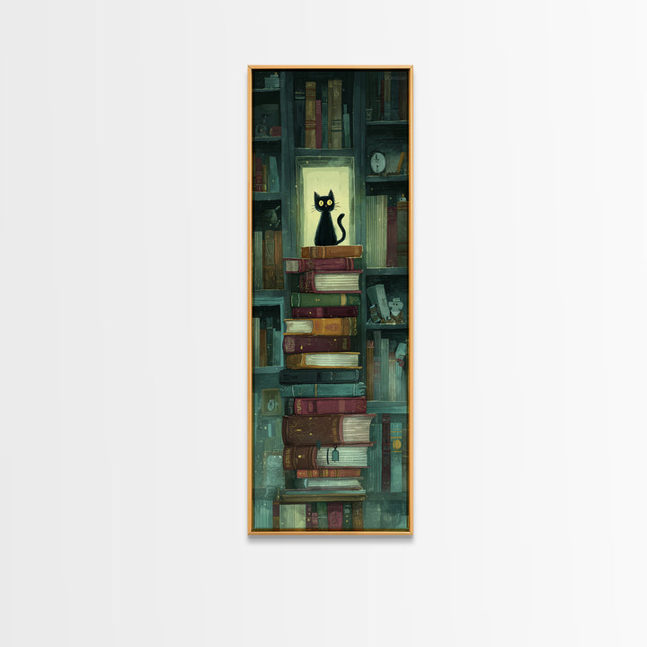 Bookshop Window Cat Canvas Print, Bookstore Art, Printable Wall Art, Bookstore Decor, Fine Art, Literary, Whimsical Art, BOO-1x3-23