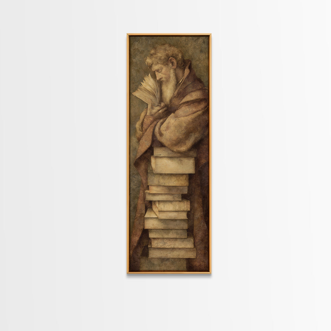 Renaissance Scholar Portrait Canvas Print, Bookstore Art, Bookish Decor, Bookstore Decor, Fine Art, Literary, Urban Wall Art, BOO-1x3-59