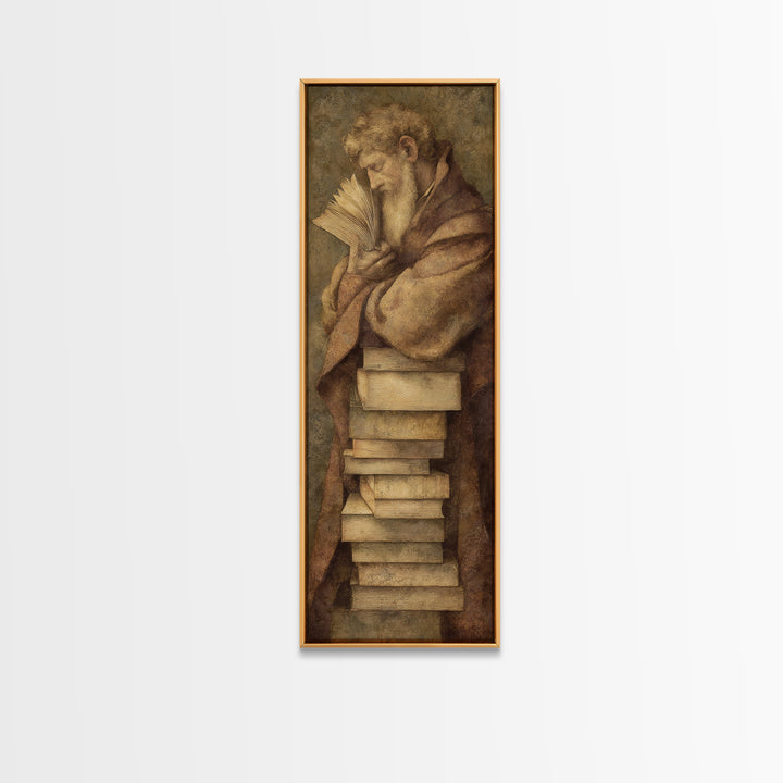 Renaissance Scholar Portrait Canvas Print, Bookstore Art, Bookish Decor, Bookstore Decor, Fine Art, Literary, Urban Wall Art, BOO-1x3-59