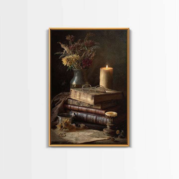 Botanical Bookmark and Open Pages Arrangement Canvas Print, Bookstore Art, Pastel Wall Art, Bookstore Decor, Literary, BOO-2x3-44