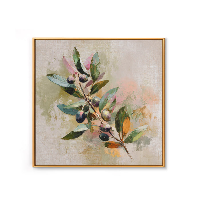 Single Olive Branch Canvas Print, Botanical Art, Living Room Wall Art, Living Room Decor, Fine Art, Botanic, Contemporary Art, BOT-1x1-55