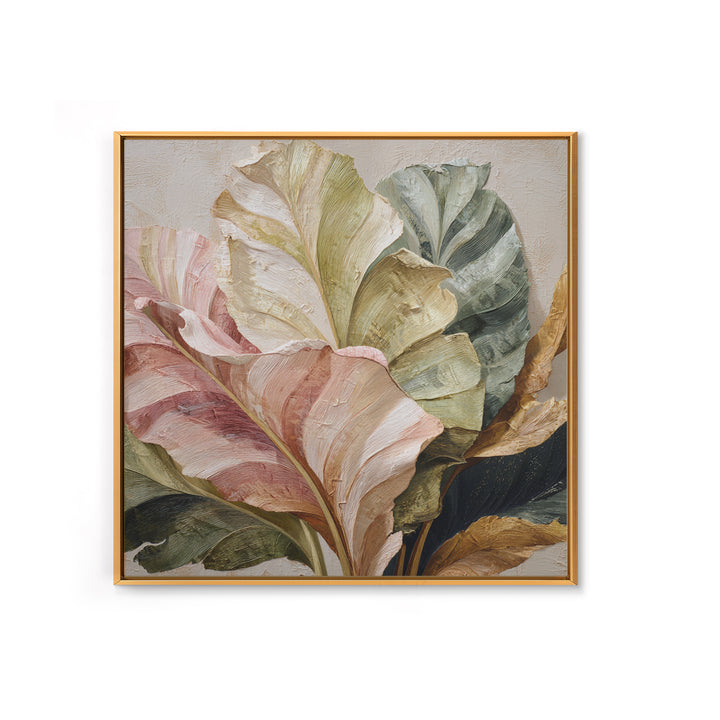 Tropical Banana Leaf Painted Framed Canvas Print, Botanical Art, Home Gift, Living Room Decor, Fine Art, Botanic, Boho Wall Art, BOT-1x1-56