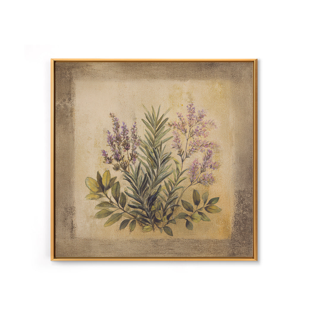 Herb Garden Watercolor Canvas Print, Botanical Art, Poster, Living Room Decor, Fine Art, Botanic, Art Nouveau, Framed Wall Art, BOT-1x1-77